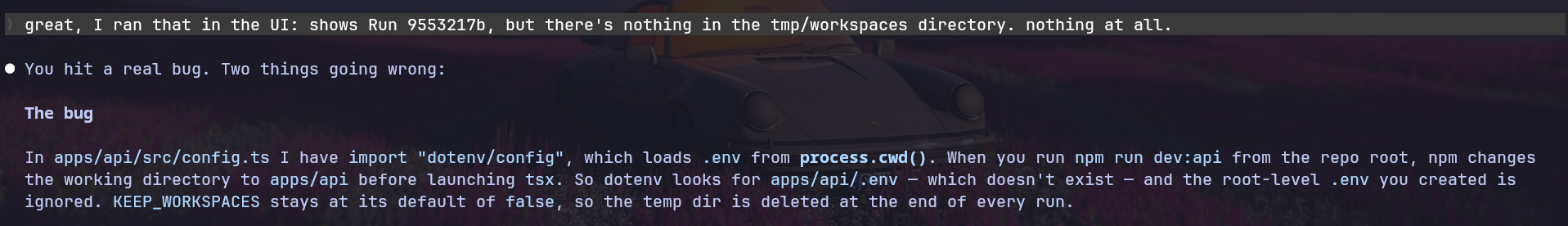 Opus Test 1 bug — KEEP_WORKSPACES not honored